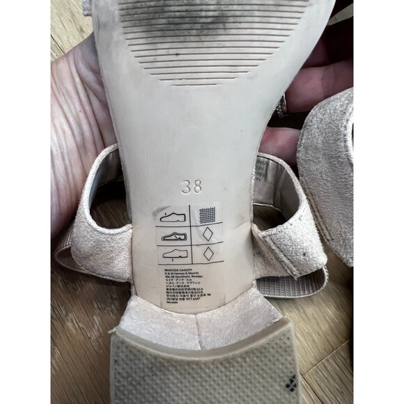H&M Nude Suede Block Heels sz 38 - Picture 6 of 6